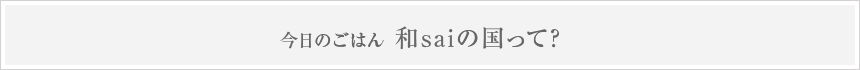 今日のごはん　和saiの国って？